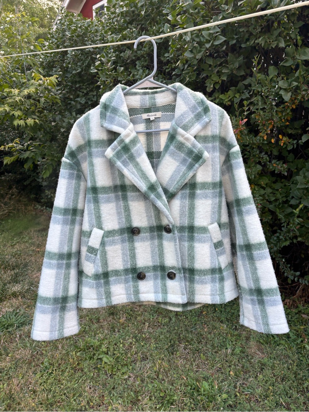 Madewell Plaid Women's Jacket in Green and White